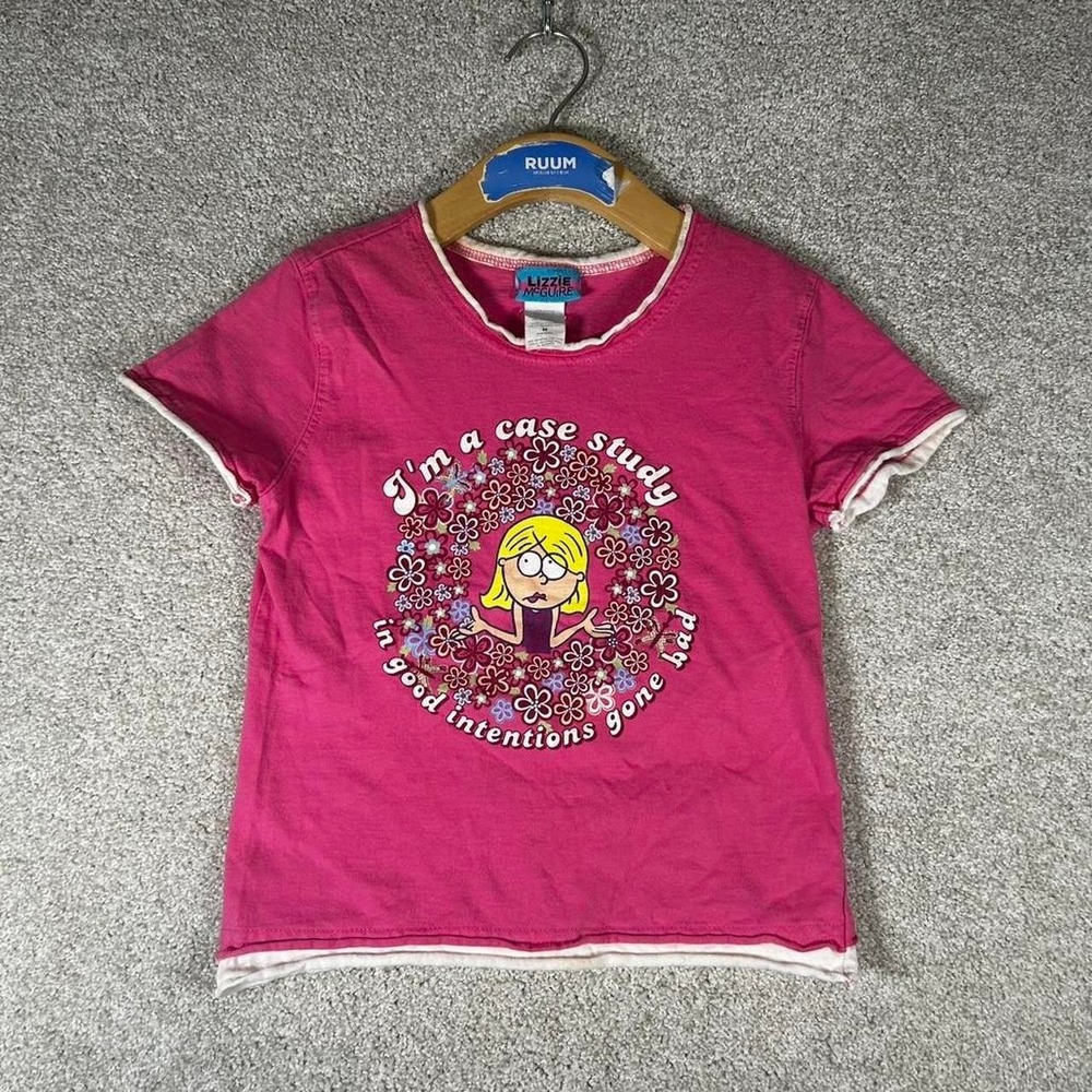 Vintage Girls Lizzie McGuire pink graphic Disney t-shirt size M